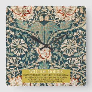 Honeysuckle Pattern - Design von William Morris Quadratische Wanduhr