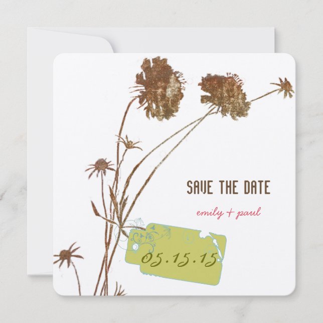 Honeysuckle Pink Blume Botanisch Save the Date (Vorderseite)