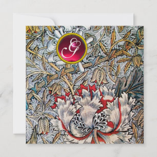 HONEYSUCKLE Red Ruby Monogram Gold Metallic Einladung