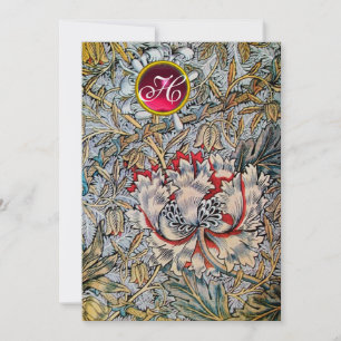 HONEYSUCKLE Red Ruby Monogram Gold Metallic Einladung