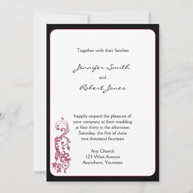 Honeysuckle Rounded Corner Einladung Hochzeit (Vorderseite)