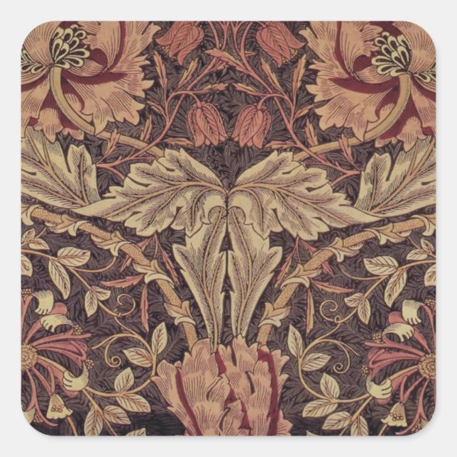 Honeysuckle von William Morris, Garden Blume Art Quadratischer Aufkleber (Vorderseite)