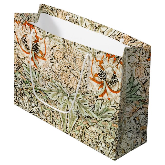 Honeysuckle, William Morris große Geschenktasche Geschenktüte (Vorderseite Schrägansicht)