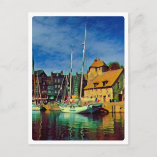 HONFLEUR - docking - old pier - panorama Postkarte