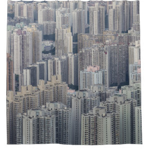 Hong Kong Apartment Gebäude Pattern Duschvorhang