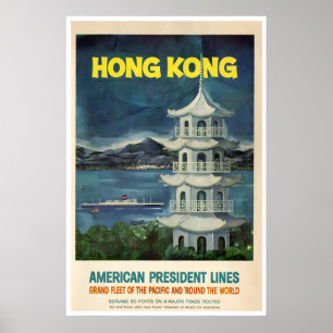 Hong Kong Art American President Lines Reise Poster