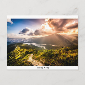 Hong Kong Berg bei Sonnenuntergang Postkarte