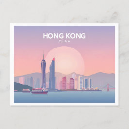 Hong Kong China Pastel Travel Design Postkarte