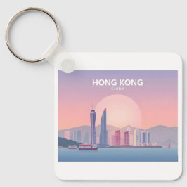Hong Kong China Pastel Travel Design Schlüsselanhänger