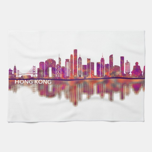 Hong Kong China Skyline Geschirrtuch (Horizontal)