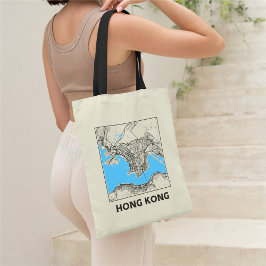 Hong Kong City Map Tote Bag Tragetasche