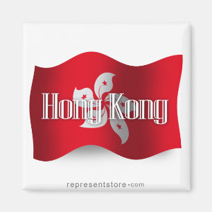 Hong Kong, das Flagge wellenartig bewegt Magnet