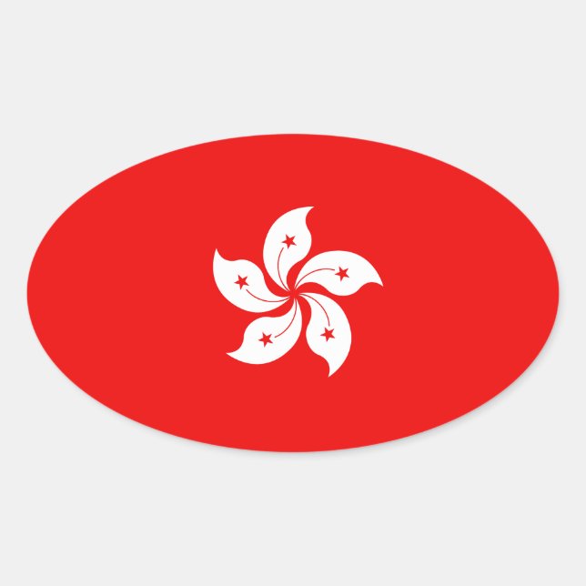 Hong Kong Flag White Orchid Symbol Ovaler Aufkleber (Vorderseite)