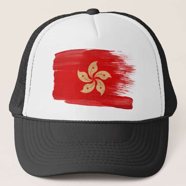 Hong Kong-Flaggen-Fernlastfahrer-Hut Truckerkappe (Vorderseite)