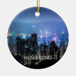Hong Kong Island Skyline Panorama Night Souvenir Keramik Ornament