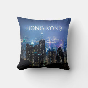 Hong Kong Island Skyline Panorama Night Souvenir Kissen