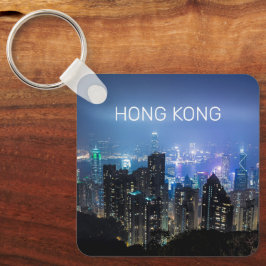 Hong Kong Island Skyline Panorama Night Souvenir Schlüsselanhänger