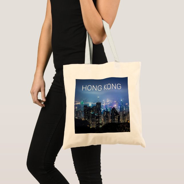 Hong Kong Island Skyline Panorama Night Souvenir Tragetasche (Vorderseite (Produkt))