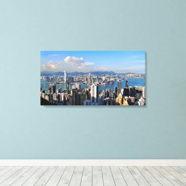 Hong Kong Perle der Orient Stretch Canvas Print Leinwanddruck (Insitu (Holzboden))