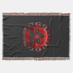 Hong Kong Ruby Medallion auf Carbon Fibre Print Decke