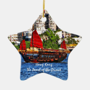 Hong Kong Sampan Die Perle des Orients Keramik Ornament