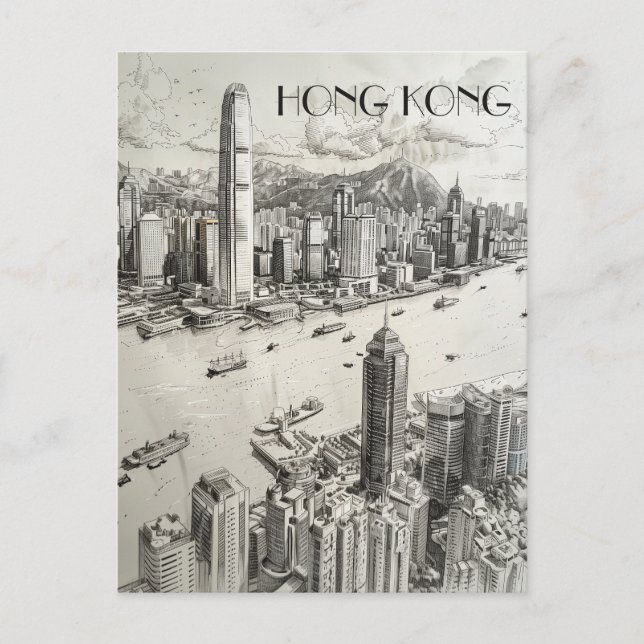 Hong Kong Skyline Postkarte (Vorderseite)