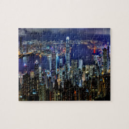 Hong Kong-Stadt-Skyline-Lichter nachts