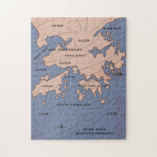 Hong Kong Vintag Weather Map