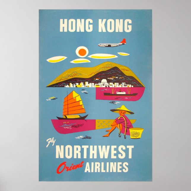 Hong Kong Vintage Travel Poster (Vorne)