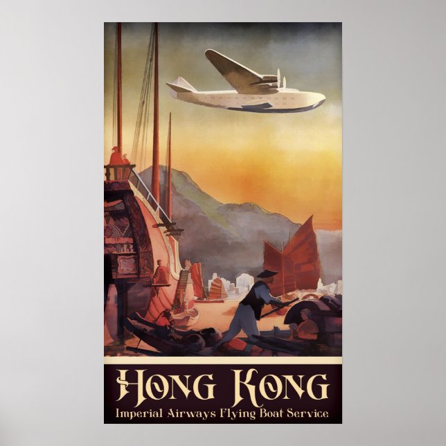 Hong Kong Vintage Travel Poster (Vorne)