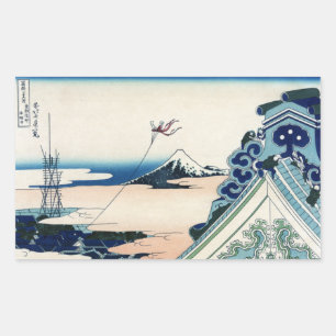 Honganji-Tempel Blick auf den Fuji japanischer Hol Rechteckiger Aufkleber