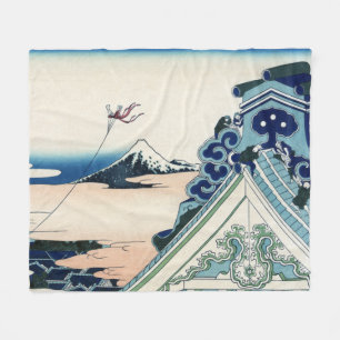 Honganji Temple Vista des Fuji Japanese Woodcut Fleecedecke