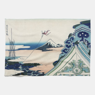 Honganji Temple Vista des Fuji Japanese Woodcut Geschirrtuch