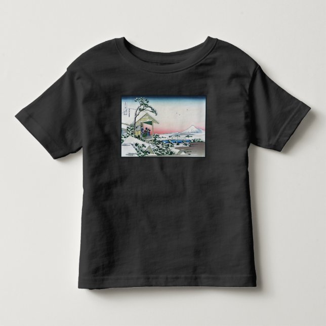 Honganji Temple Vista des Fuji Japanese Woodcut Kleinkind T-shirt (Vorderseite)