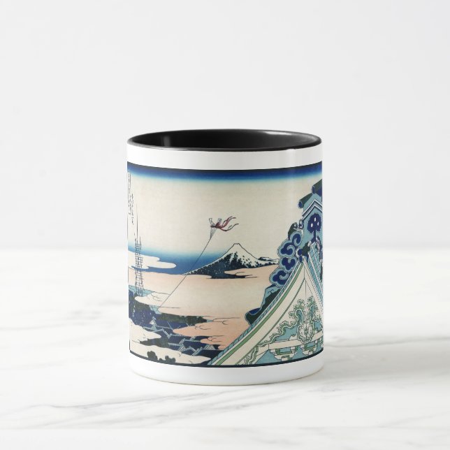 Honganji Temple Vista des Fuji Japanese Woodcut Tasse (Zentrum)