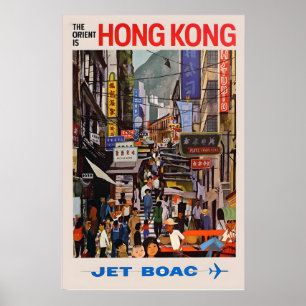 Hongkong China Asien Reise Vintage Reiseplakat Poster