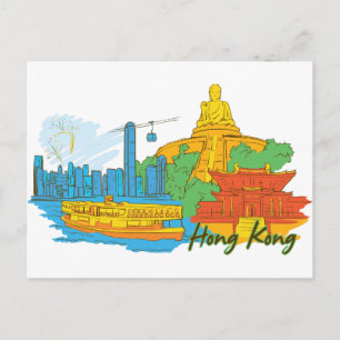 Hongkong, China Berühmte Stadt Postkarte