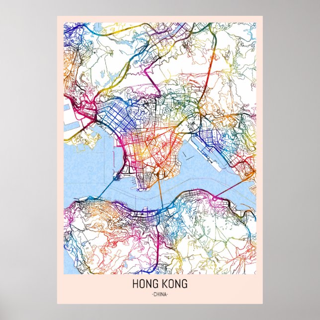 Hongkong China City Map Poster (Vorne)