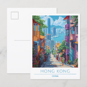Hongkong China Kunst Vintage Reise Postkarte