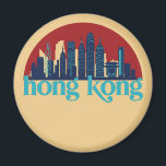 Hongkong China Retro City Skyline City Art Magnet<br><div class="desc">Vintages und retro City Design mit wunderschöner Skyline, touristischer Attraktion und Stadtbild. Cooler Wolkenkratzer und Gebäude Silhouette Illustrationen für Touristen und Reisende. Ideal als Souvenir, um Zuhause zu bringen, wenn Sie durch die Welt reisen. Rett die Erinnerung an deine Reise und Ferien mit Familie und Freunden. Die Hintergrundfarbe kann auf...</div>