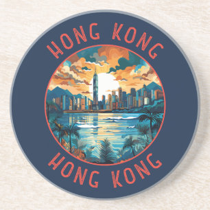 Hongkong China Retro-Distressed Circle Getränkeuntersetzer