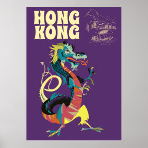Hongkong-Drache Vintage-Reiseposter Poster
