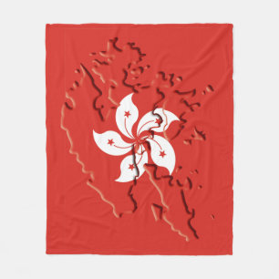 HONGKONG FLAG MAP Patriotic Fleecedecke