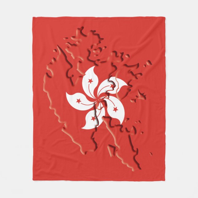 HONGKONG FLAG MAP Patriotic Fleecedecke (Vorderseite)