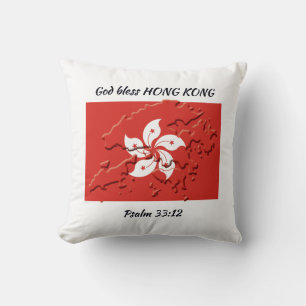 HONGKONG FLAG Patriotische Schrift Custom WHITE Kissen