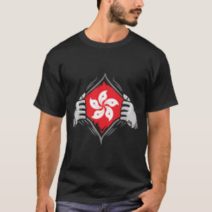 Hongkong-Flagge mit zwei Händen T-Shirt