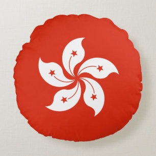 Hongkong-Flagge Rundes Kissen