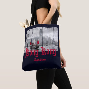 Hongkong Hafen Skyline Vintage China Souvenir Tasche