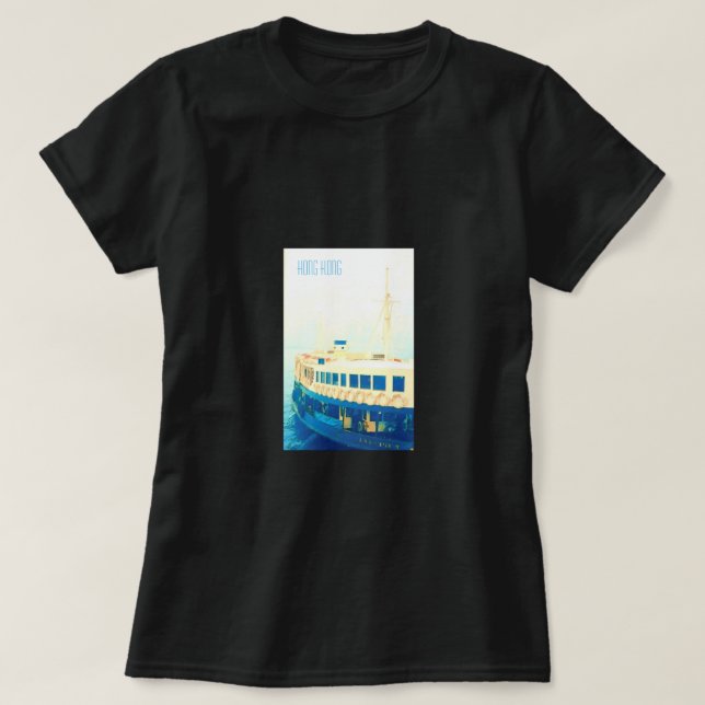 Hongkong Harbour Fährfahrt Vintage Reise T-Shirt (Design vorne)