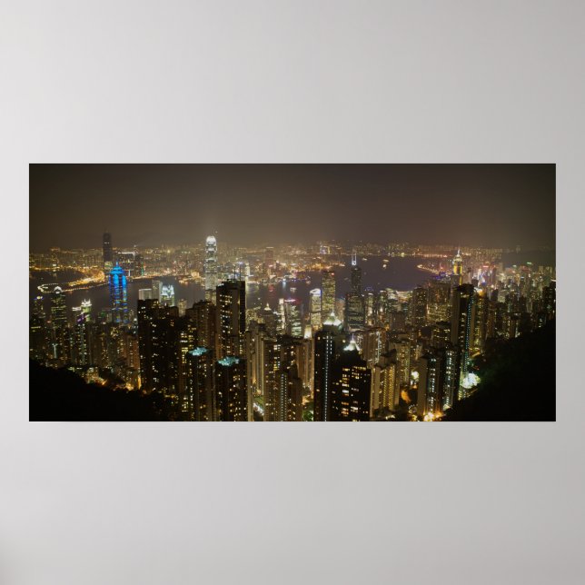Hongkong Harbour (Nachtszene) Poster (Vorne)